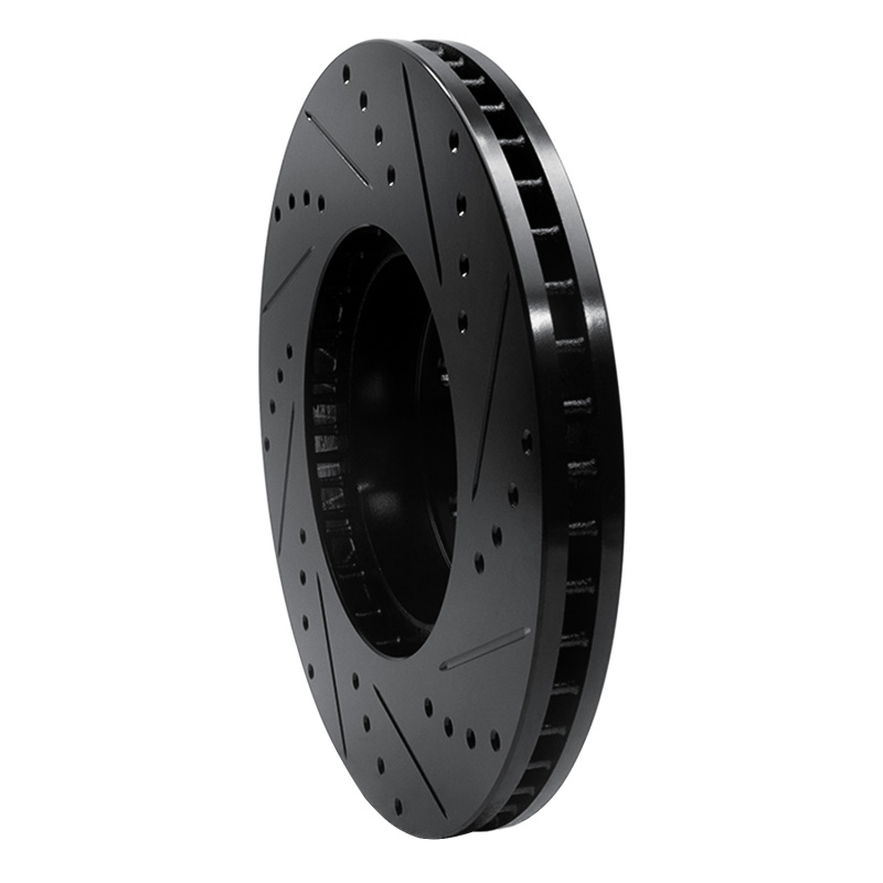 Subaru Outback Brake Rotor (1) - Front Left - R1 Concepts - Drilled & Slotted - Black - `05-`18